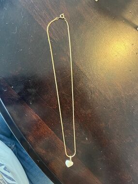 Gold-tone 18” Necklace with White Heart Pendant